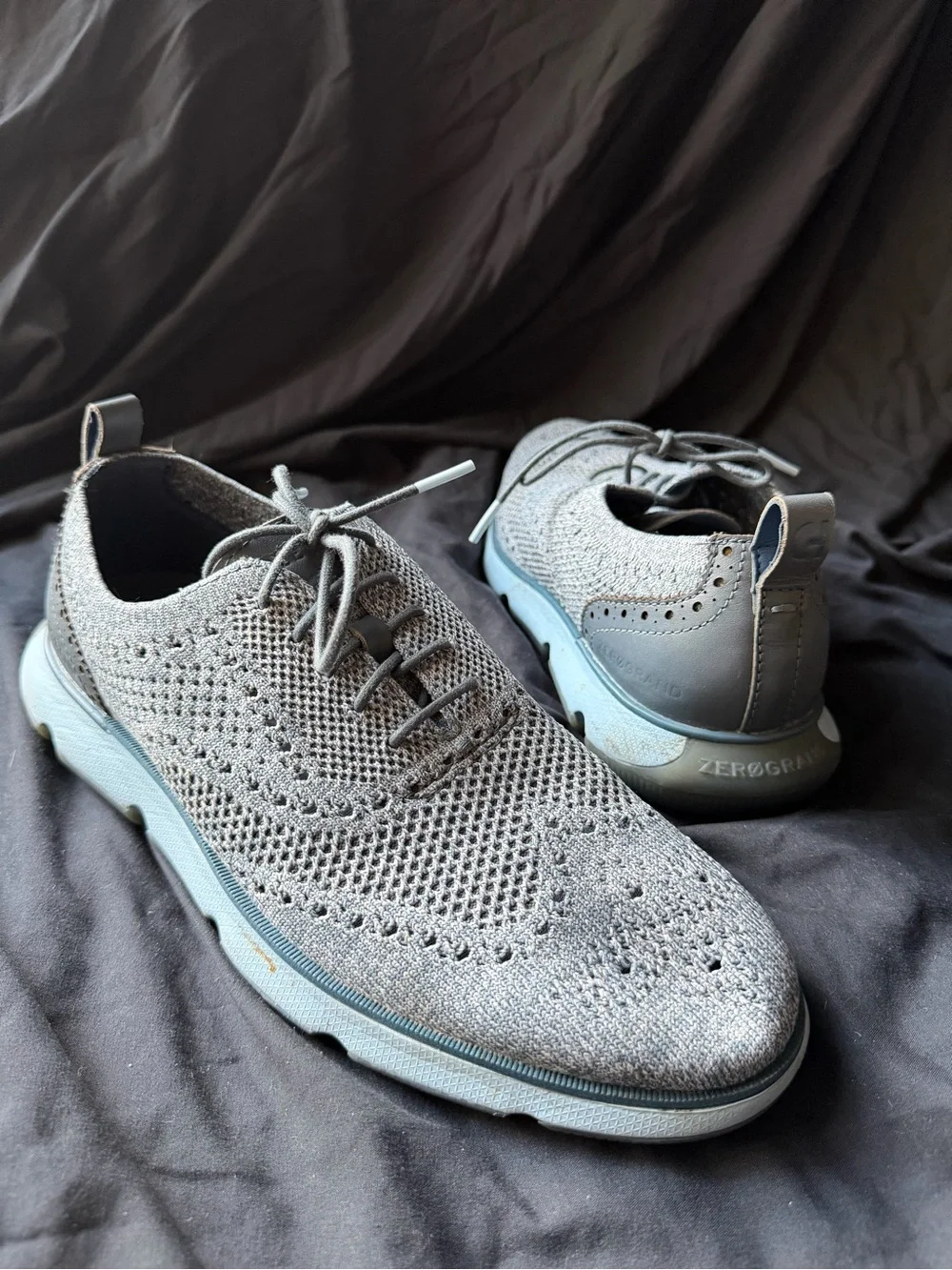 Cole Haan Light Gray Knit Wingtip Derby